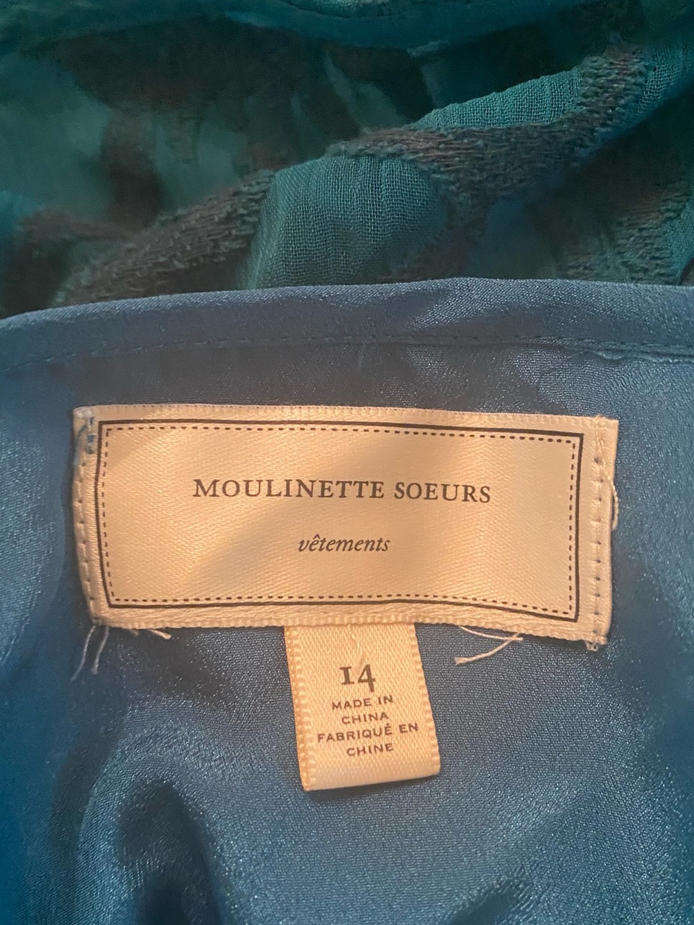 NWOT Anthropologie MOULINETTE SOEURS
vêtements Teal Floral Chiffon Ruffled Dress - Picture 16 of 16